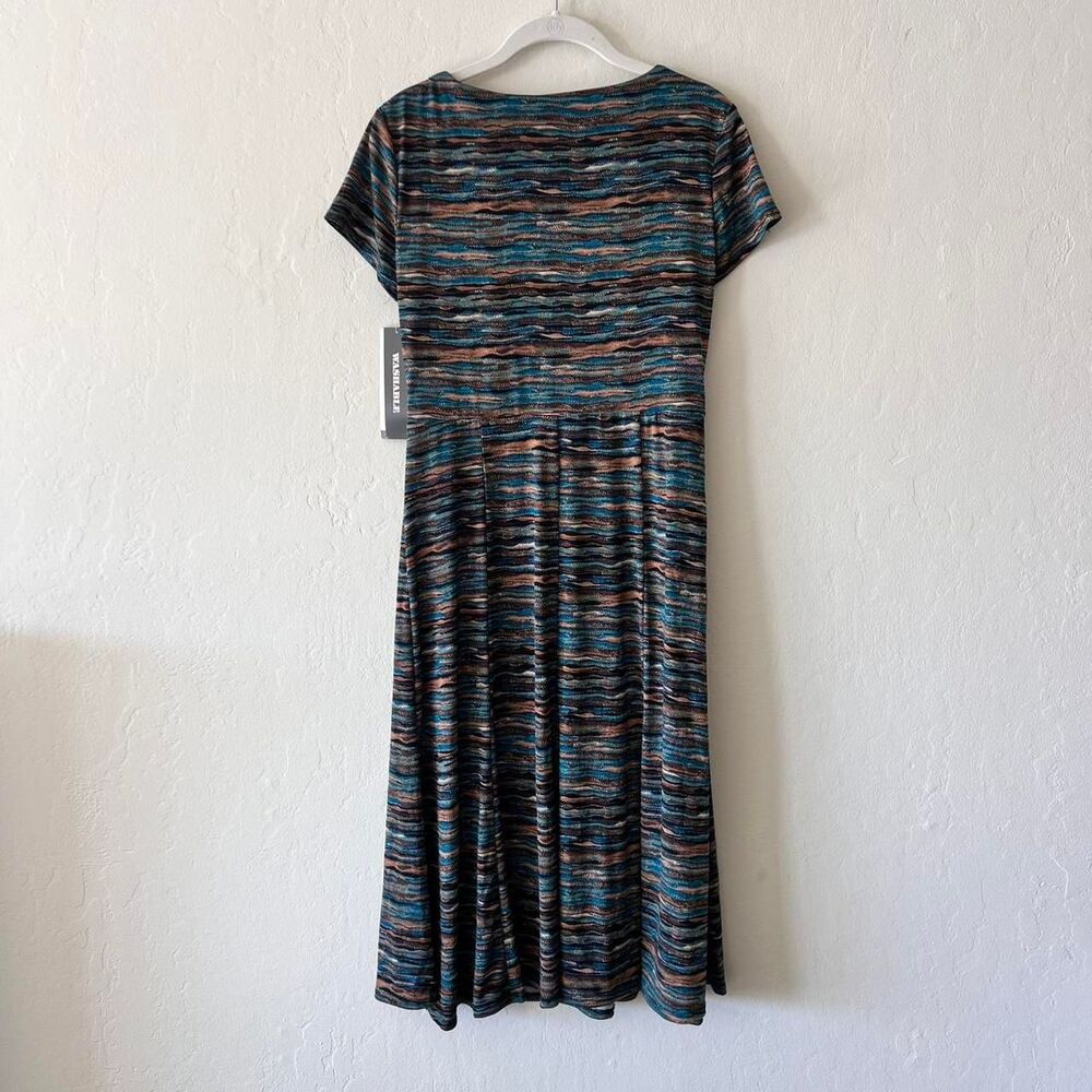 Vintage Y2K Perceptions v neck abstract pattern midi dress - Picture 3 of 5